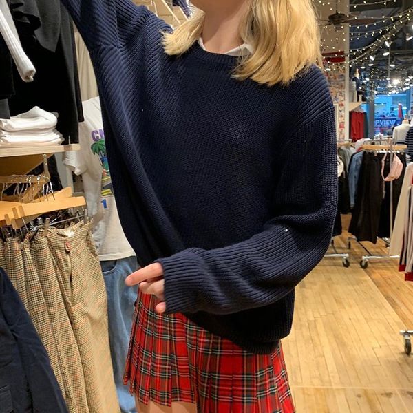2021 new vintage solid knitted women autumn winter cozy casual long sleeve oversize sweater female streetwear cotton jumper 81v6, White;black
2021 new vintage solid knitted women autumn winter cozy casual long sleeve oversize sweater female streetwear cotton jumper 81v6, White;black