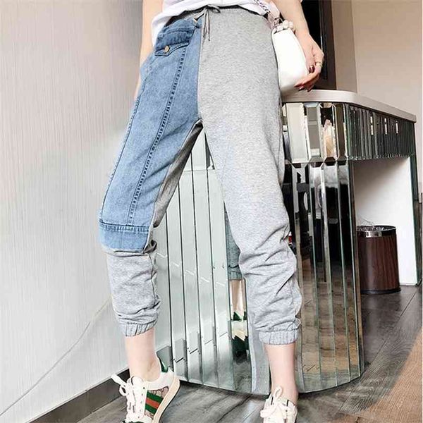 women fashion contrast loose jogging pants autumn high waist sport trousers female denim patchwork ankle-length casual 210925, Black;white
women fashion contrast loose jogging pants autumn high waist sport trousers female denim patchwork ankle-length casual 210925, Black;white