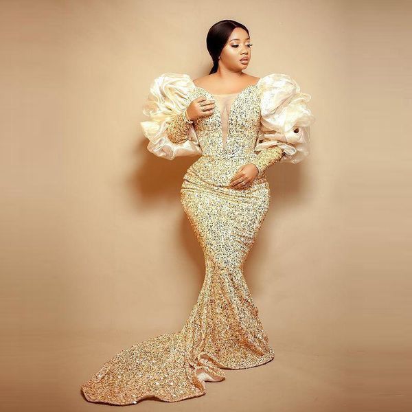 party dresses sequined puffy long seeves prom evening gowns scoop sheer neck custom made african women dress plus size vestidos, White;black
party dresses sequined puffy long seeves prom evening gowns scoop sheer neck custom made african women dress plus size vestidos, White;black