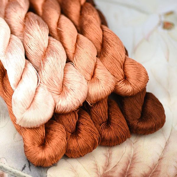 yarn 1pcs/400m silk embroidery thread / 100% /hand embroider cross stitch/ reddish brown/8 gradient colors, Black;white 
yarn 1pcs/400m silk embroidery thread / 100% /hand embroider cross stitch/ reddish brown/8 gradient colors, Black;white