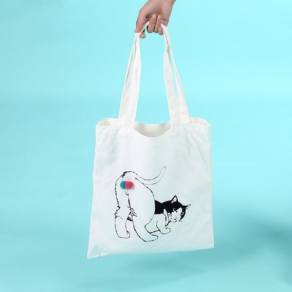 shopping bags yile white canvas tote shoulder bag print cat with two wool ball zt02c
shopping bags yile white canvas tote shoulder bag print cat with two wool ball zt02c