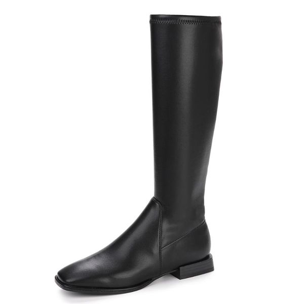 boots square head first layer pigskin soft stretch thick heel tpr wear-resistant sole low knee leather women's shoes, Black
boots square head first layer pigskin soft stretch thick heel tpr wear-resistant sole low knee leather women's shoes, Black