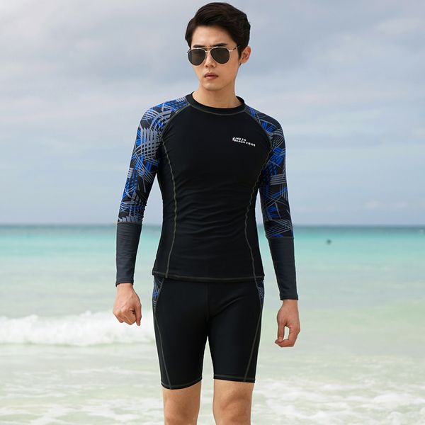 split 2020 swimsuit, 5-inch new men's 2-piece surfing suit, sunscreen long sleeve conservative swimsuit, White;black
split 2020 swimsuit, 5-inch new men's 2-piece surfing suit, sunscreen long sleeve conservative swimsuit, White;black
