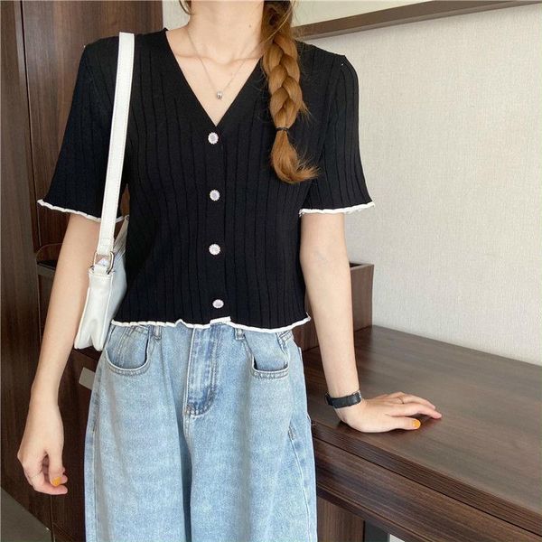 women's t-shirt lady black knitted tank female solid short sleeve slim girl casual women summer clothes cloth, White
women's t-shirt lady black knitted tank female solid short sleeve slim girl casual women summer clothes cloth, White