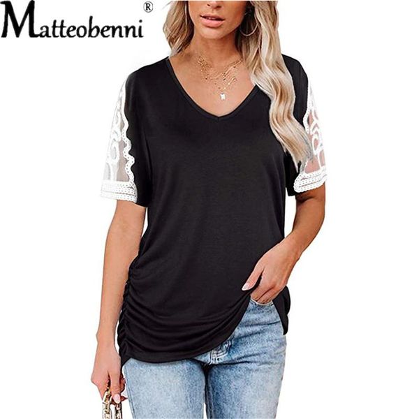 women's t-shirt 2021 fashion women short sleeve loose t shirt summer ladies casual v-neck tees pure color lace patchwork, White
women's t-shirt 2021 fashion women short sleeve loose t shirt summer ladies casual v-neck tees pure color lace patchwork, White