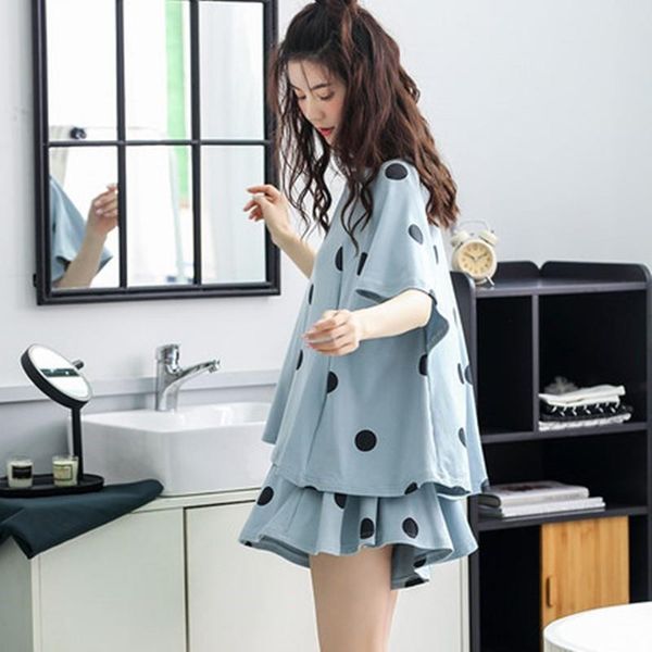 pajamas women sleepwear womens summer thin two piece short sleeve milk cotton home clothes wave round neck point loose large, Black;red
pajamas women sleepwear womens summer thin two piece short sleeve milk cotton home clothes wave round neck point loose large, Black;red