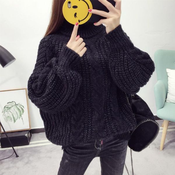women's sweaters autumn winter thick coarse yarn loose high collar knitted sweater women pullover korean 4 color turtleneck knitting f, White;black
women's sweaters autumn winter thick coarse yarn loose high collar knitted sweater women pullover korean 4 color turtleneck knitting f, White;black