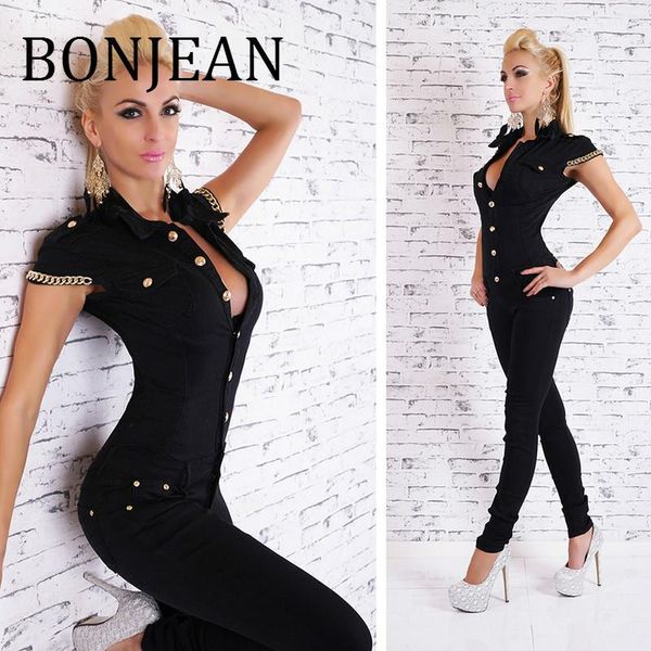 women's jumpsuits & rompers bonjean women denim long jumpsuit deep v neck jean buttons chain black overalls for autumn bj1909, Black;white
women's jumpsuits & rompers bonjean women denim long jumpsuit deep v neck jean buttons chain black overalls for autumn bj1909, Black;white
