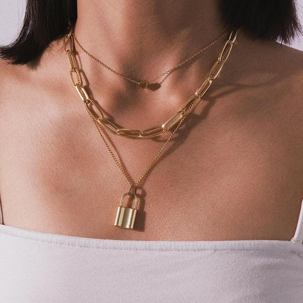 pendant necklaces punk exaggerated thick chain necklace female multilayer lock-shaped love for women birthday gift 2021 fashion jewelry, Silver
pendant necklaces punk exaggerated thick chain necklace female multilayer lock-shaped love for women birthday gift 2021 fashion jewelry, Silver