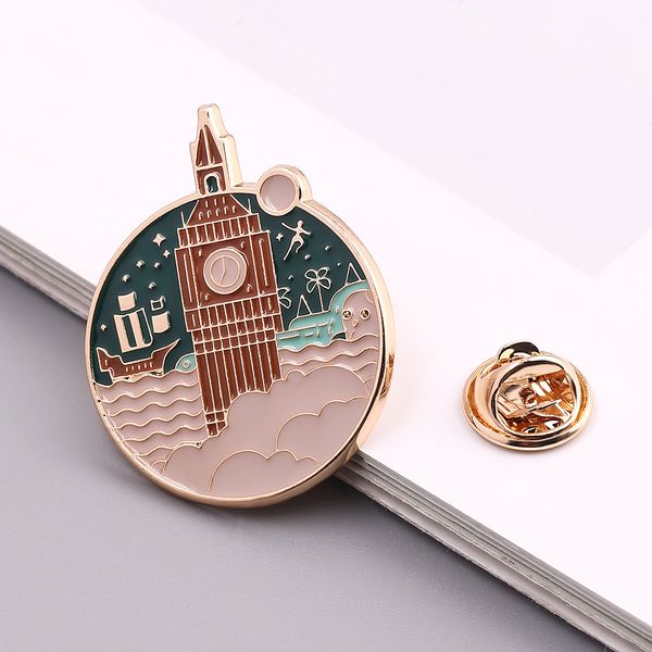 england retro architecture bell tower enamel brooch the night sky clouds building suit lapel pin fashion charm jewlery 201009, Gray
england retro architecture bell tower enamel brooch the night sky clouds building suit lapel pin fashion charm jewlery 201009, Gray