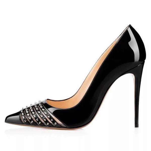dress shoes size 34-45 pointy toe mirror patent leather spike studs women pumps stilettos thin high heels party, Black
dress shoes size 34-45 pointy toe mirror patent leather spike studs women pumps stilettos thin high heels party, Black