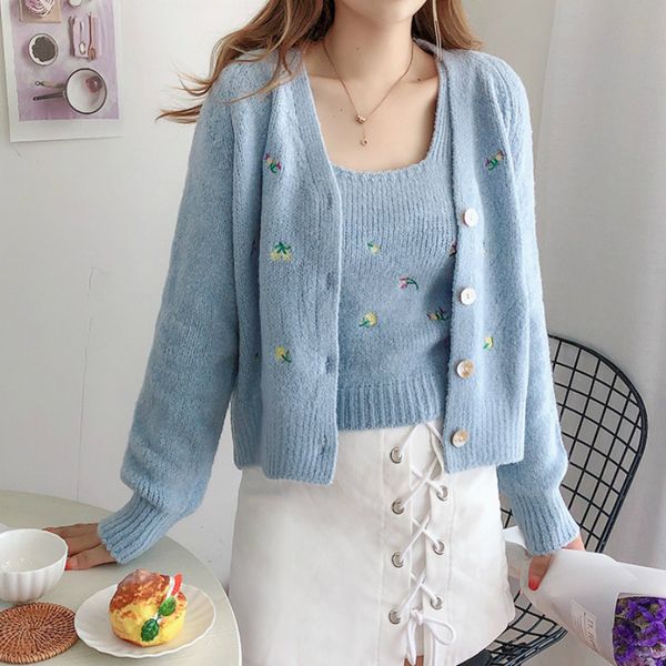 2021 new autumn knitted flower cardigan two-piece women's korean-style embroidered slim temperament sweater set 1ltg, White;black
2021 new autumn knitted flower cardigan two-piece women's korean-style embroidered slim temperament sweater set 1ltg, White;black