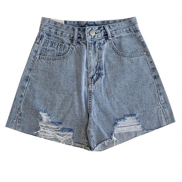 women's jeans split holes summer high waist loose all-match denim shorts, Blue
women's jeans split holes summer high waist loose all-match denim shorts, Blue