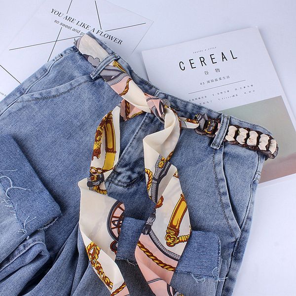 fashion womens silk scarf strap waistband korean-style narrow silk girdle sweet dress sweater decorative chain belt, Silver
fashion womens silk scarf strap waistband korean-style narrow silk girdle sweet dress sweater decorative chain belt, Silver