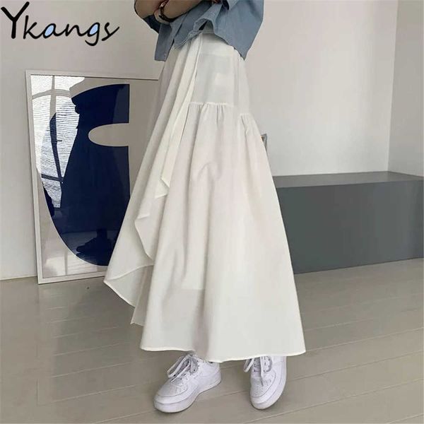 irregular ruffles high waist button long skirt women loose casual midi a-line skirt korean white black summer streetwear 210619
irregular ruffles high waist button long skirt women loose casual midi a-line skirt korean white black summer streetwear 210619