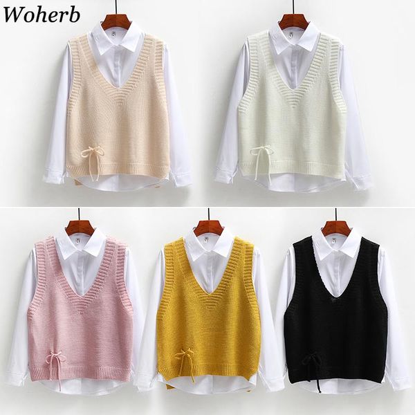 women's sweaters woherb 2021 fashion vest loose knitwear short pullovers tank v-neck sleeveless knitted jumper casual 4g460, White;black
women's sweaters woherb 2021 fashion vest loose knitwear short pullovers tank v-neck sleeveless knitted jumper casual 4g460, White;black