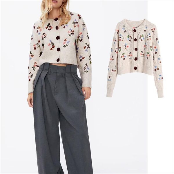 za women flower embroidery knitted womens sweater color single breasted decorative v neck cardigan casual, White;black
za women flower embroidery knitted womens sweater color single breasted decorative v neck cardigan casual, White;black