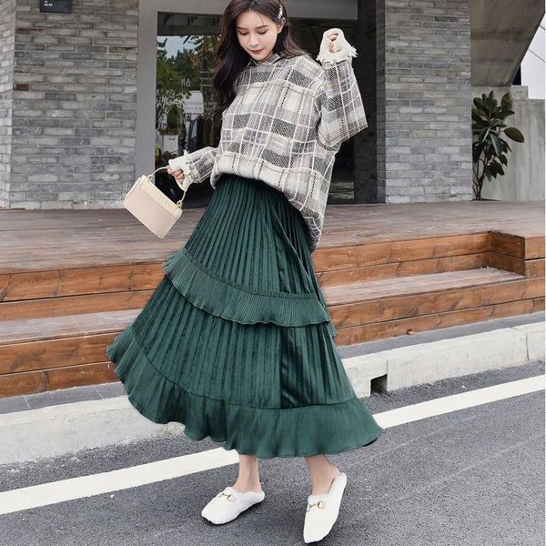 skirts women 2021 spring autumn high waist maxi female long velvet pleated skirt retro fashion a-line cake bottoms b989, Black
skirts women 2021 spring autumn high waist maxi female long velvet pleated skirt retro fashion a-line cake bottoms b989, Black