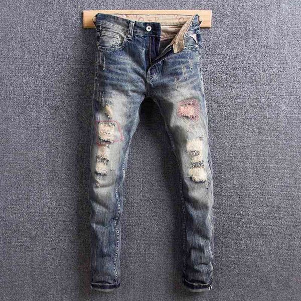 men's jeans fashion streetwear vintage retro slim fit ripped for embroidery patchwork designer hip hop denim punk pants zowo, Blue
men's jeans fashion streetwear vintage retro slim fit ripped for embroidery patchwork designer hip hop denim punk pants zowo, Blue
