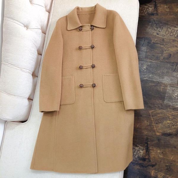 women's wool & blends high-end woolen long coats for women elegant double breasted 3d cut slim coat 90.3% solid lady winter 2021, Black
women's wool & blends high-end woolen long coats for women elegant double breasted 3d cut slim coat 90.3% solid lady winter 2021, Black