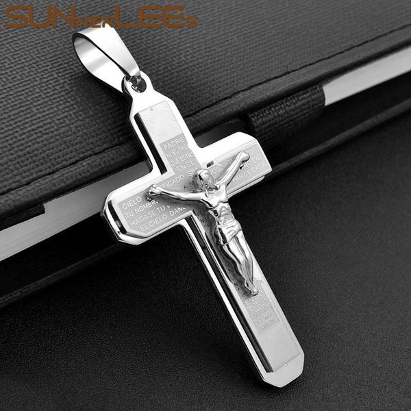 pendant necklaces sunnerlees 316l stainless steel jesus christ cross necklace byzantine link chain men boys gift sp218, Silver
pendant necklaces sunnerlees 316l stainless steel jesus christ cross necklace byzantine link chain men boys gift sp218, Silver