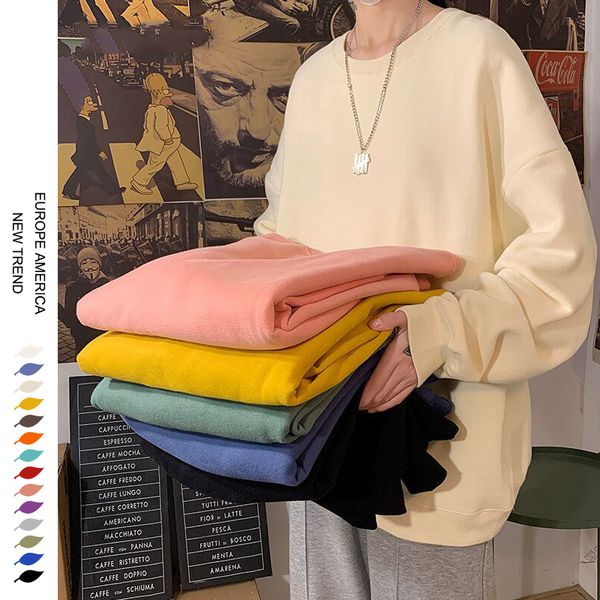 fashion men pure color round neck sweatshirts couple casual hoodies autumn long sleeved plus velvet women/men pullover kg-25, Black
fashion men pure color round neck sweatshirts couple casual hoodies autumn long sleeved plus velvet women/men pullover kg-25, Black