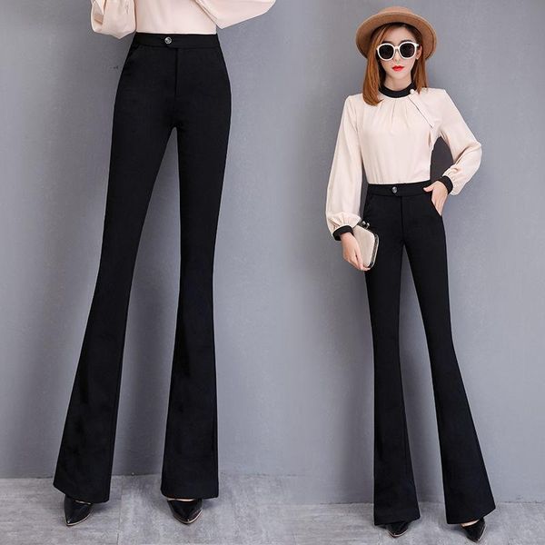 women's pants & capris women 2021 spring autumn fashion high waist slim female solid color long ladies casual flare trousers q793, Black;white
women's pants & capris women 2021 spring autumn fashion high waist slim female solid color long ladies casual flare trousers q793, Black;white