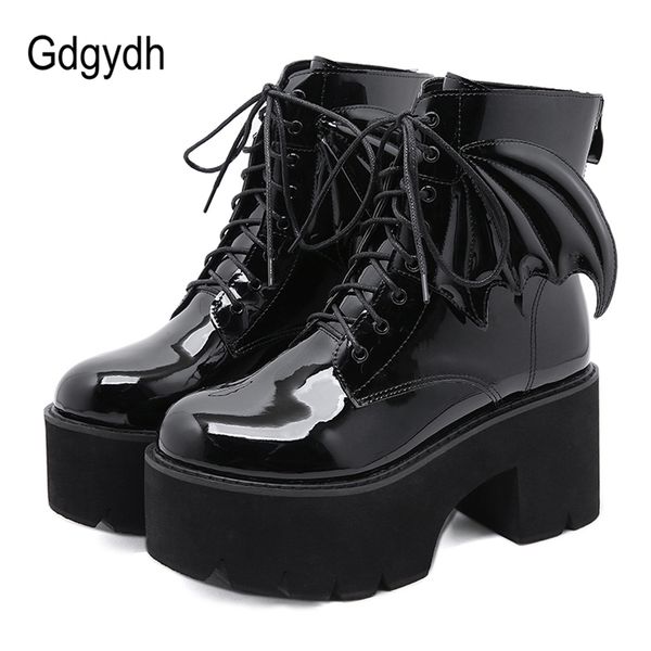 gdgydh fashion angel wing ankle boots high heels patent leather womens platform punk gothic model shoes prefect 211104, Black
gdgydh fashion angel wing ankle boots high heels patent leather womens platform punk gothic model shoes prefect 211104, Black