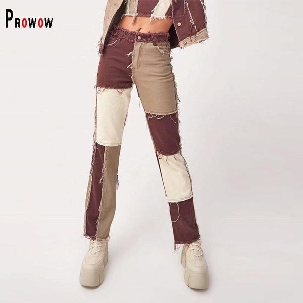 women's jeans prowow fashion women vintage streetwear panelled spliced demin pant 2021 spring hight waist straight trouser y2k style, Blue
women's jeans prowow fashion women vintage streetwear panelled spliced demin pant 2021 spring hight waist straight trouser y2k style, Blue