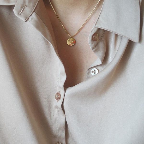 pendant necklaces european american "good luck" letter round gold coin necklace titanium steel gold-plated clavicle chain female j, Silver
pendant necklaces european american "good luck" letter round gold coin necklace titanium steel gold-plated clavicle chain female j, Silver