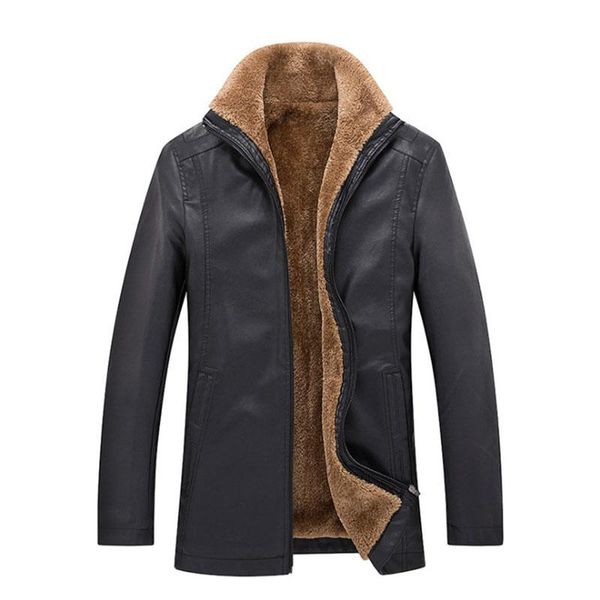 men's fur & faux leather jacket winter men business casual long windbreaker coat jaqueta couro masculina, Black
men's fur & faux leather jacket winter men business casual long windbreaker coat jaqueta couro masculina, Black