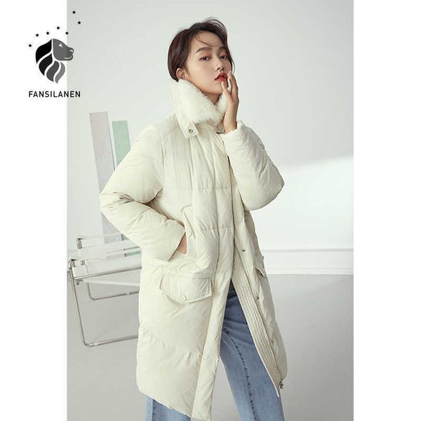 fansilanen wram elegant oversized long white down coat women feather winter casual jacket female puffer thermal parka 210607, Black
fansilanen wram elegant oversized long white down coat women feather winter casual jacket female puffer thermal parka 210607, Black