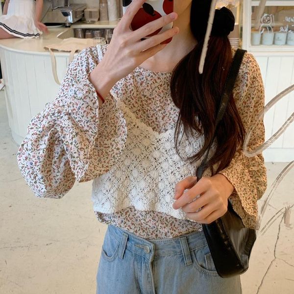 women's blouses & shirts sweet little fresh broken flower long sleeved chiffon shirt spring 2021 korean + suspender vest trend, White
women's blouses & shirts sweet little fresh broken flower long sleeved chiffon shirt spring 2021 korean + suspender vest trend, White