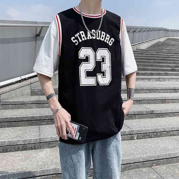 summer brand ins fake two short sleeve t-shirt men's casual basketball suit korean fashion handsome hip-hop shirt, Gray
summer brand ins fake two short sleeve t-shirt men's casual basketball suit korean fashion handsome hip-hop shirt, Gray