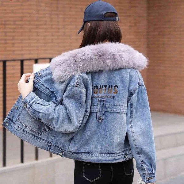 women's jackets faux fur collar thicken cropped denim women streetwear embroidery fleece warm jean casual loose korean winter coat 014n, Black;brown
women's jackets faux fur collar thicken cropped denim women streetwear embroidery fleece warm jean casual loose korean winter coat 014n, Black;brown