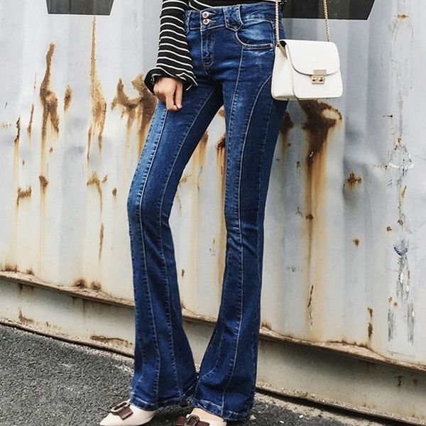 women's jeans vintage fine tuning women's breeches autumn button chic high street office ladies full length fashion flares ty2u, Blue 
women's jeans vintage fine tuning women's breeches autumn button chic high street office ladies full length fashion flares ty2u, Blue