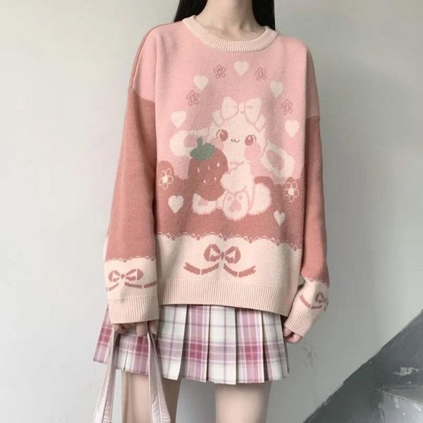 women's sweaters deeptown kawaii knitted sweater women oversize pink cartoon print pullover o-neck sweet girl cute long sleeve jumper f, White;black
women's sweaters deeptown kawaii knitted sweater women oversize pink cartoon print pullover o-neck sweet girl cute long sleeve jumper f, White;black