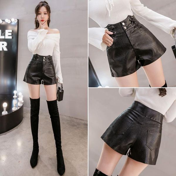 women's shorts women 2021 autumn winter high waist pu leather female cool punk wide leg ladies casual loose z423, White;black
women's shorts women 2021 autumn winter high waist pu leather female cool punk wide leg ladies casual loose z423, White;black