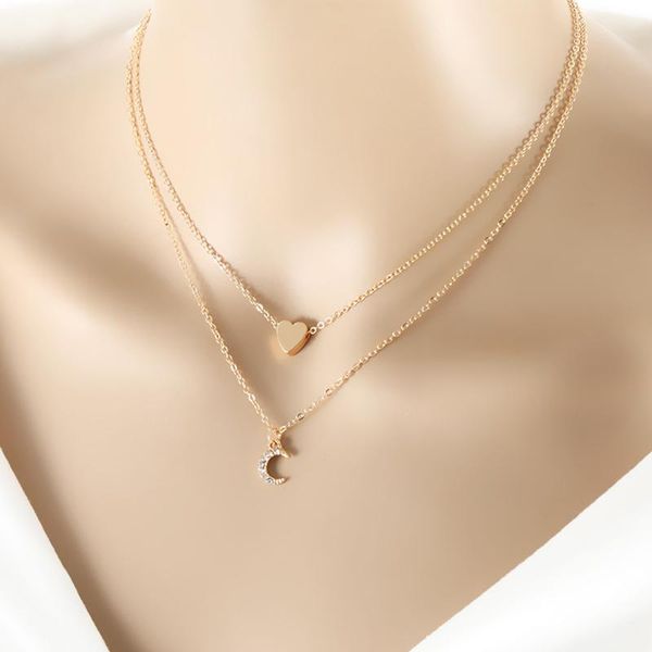 pendant necklaces charming multi-layer moon heart necklace exquisite female zircon gold color clavicle chain fashion party jewelry gift, Silver
pendant necklaces charming multi-layer moon heart necklace exquisite female zircon gold color clavicle chain fashion party jewelry gift, Silver