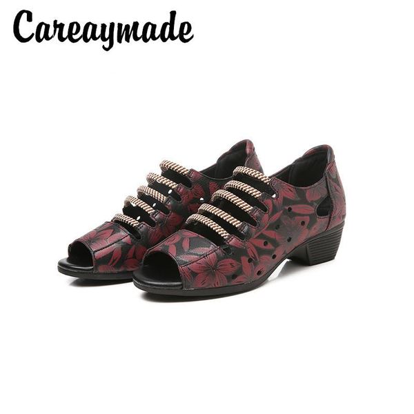 dress shoes careaymade-summer real leather sandals,national style pure handmade ladies sandals medium heel punched printed fish mouth, Black
dress shoes careaymade-summer real leather sandals,national style pure handmade ladies sandals medium heel punched printed fish mouth, Black