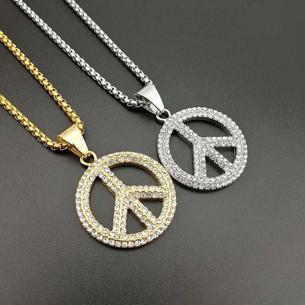 pendant necklaces peace symbol anti-war sign necklace stainless steel gold chains for men women hip hop iced out jewelry, Silver
pendant necklaces peace symbol anti-war sign necklace stainless steel gold chains for men women hip hop iced out jewelry, Silver