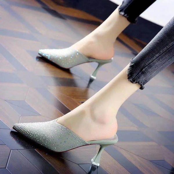 luxury dress shoes pointed thin heel semi slipper's commuting work ol wear lazy sho 21 spring and autumn baotou high heels, Black
luxury dress shoes pointed thin heel semi slipper's commuting work ol wear lazy sho 21 spring and autumn baotou high heels, Black