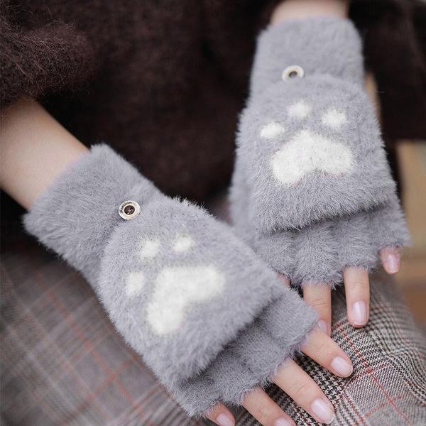 five fingers gloves fluffy cat plush women warm fingerless winter soft girls half finger mittens, Blue;gray
five fingers gloves fluffy cat plush women warm fingerless winter soft girls half finger mittens, Blue;gray
