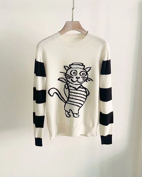 new wool+cashmere soft and cute cartoon cat jacquard knitted sweater, xqnm724 5026, White;black
new wool+cashmere soft and cute cartoon cat jacquard knitted sweater, xqnm724 5026, White;black