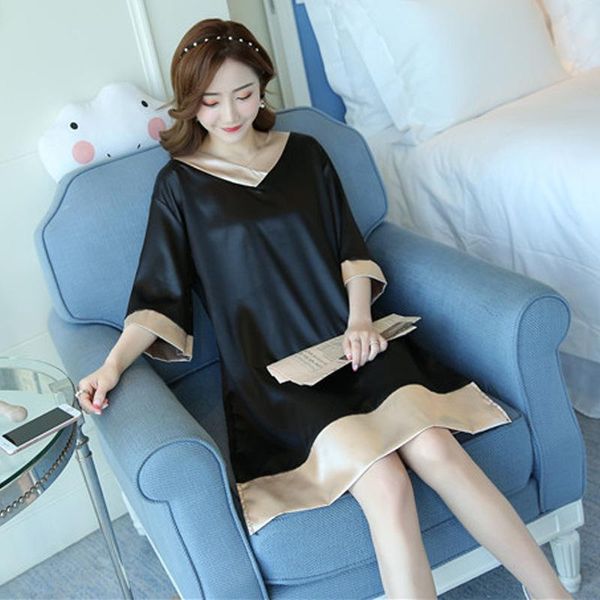 women's sleepwear korean style women summer v-neck silky satin black yukata ladies nightgowns nightwear home service robe, Black;red
women's sleepwear korean style women summer v-neck silky satin black yukata ladies nightgowns nightwear home service robe, Black;red