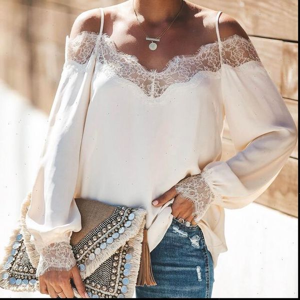 2021 womens v neck lace off shoulder blouses summer ladies casual loose jumper shirt blouses clothes, White
2021 womens v neck lace off shoulder blouses summer ladies casual loose jumper shirt blouses clothes, White