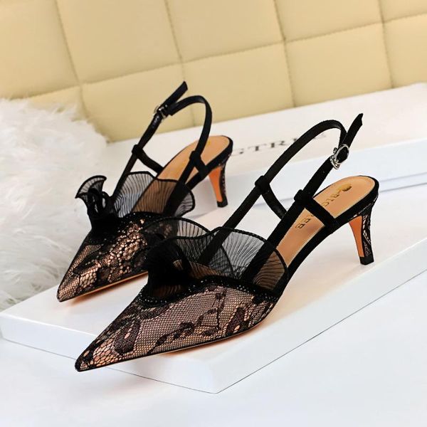 dress shoes banquet women's 10cm thin heel buckle pointed toe pumps ladies shallow high heels mesh lace hollow sandals for women, Black
dress shoes banquet women's 10cm thin heel buckle pointed toe pumps ladies shallow high heels mesh lace hollow sandals for women, Black