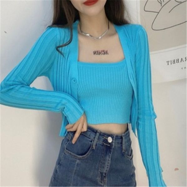 women's knits & tees korean style two pieces female cardigan ensemble sweet autumn long sleeve with knitted-shirt ribs and letter vest, White
women's knits & tees korean style two pieces female cardigan ensemble sweet autumn long sleeve with knitted-shirt ribs and letter vest, White