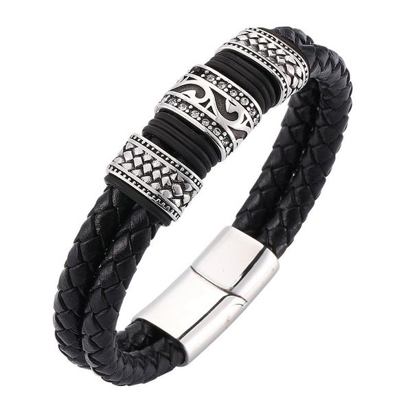 charm bracelets punk jewelry men double black braided leather bracelet trendy stainless steel magnetic clasp fashion bangle birthday gift sp, Golden;silver
charm bracelets punk jewelry men double black braided leather bracelet trendy stainless steel magnetic clasp fashion bangle birthday gift sp, Golden;silver