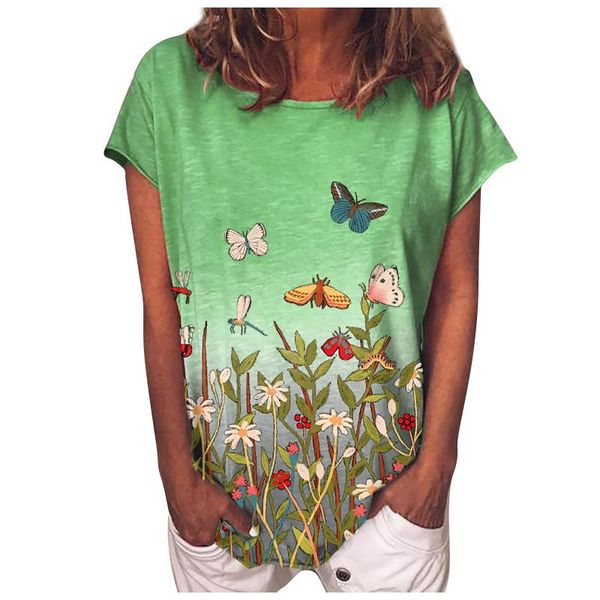 women's t-shirt gradient flower butterfly print t-shirts fashion oversized casual summer short sleeve ropa mujer, White
women's t-shirt gradient flower butterfly print t-shirts fashion oversized casual summer short sleeve ropa mujer, White
